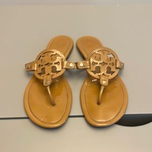 Tory Burch Miller Patent Sandal size 10 1/2. Used condition tan color